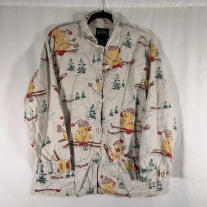 Nick & Nara Sleep Shirt Women's Large Off White Duck Print Long Sleeve Button Up - Picture 1 of 9