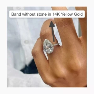 Customize- 3.25Tcw Pear Cut Lab Grown Diamond/CVD Halo Ring 14k Multi Tone Gold - Picture 1 of 13