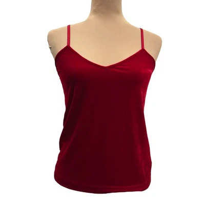 Pajamagram Red Velvet Spaghetti Strap Tank Top Small Adjustable Straps — 第 1/4 张图片