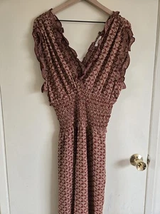 NWT MAX STUDIO London Sz XL FLORAL FLOWY WIDE PALAZZO PANT DRESS JUMPSUIT Boho - Picture 1 of 8