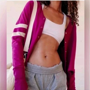 Chaqueta Free People Quinn para mujer con capas púrpura blanco berenjena combo talla mediana - Imagen 1 de 5