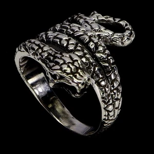 925 Sterling Silver Ring Gemstone Jewelry Cobra Size 8 - Picture 1 of 13