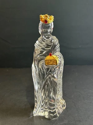 Gorham Crystal Nativity King Melchior 6.5” Wise Man Figurine Gold w/Box- Germany - Image 1 of 4