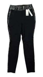 NWT bar III essentials table leggings deep black faux leather leg accent SIZE S - Picture 1 of 7