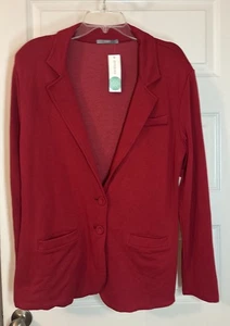 Tart Red Kaylie French Terry Blazer 2 Button SZ XL Career Casual Rayon Cotton - Picture 1 of 18