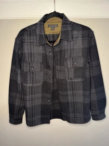Banana Republic Men's Logan Plaid Shirt Jacket Size Small Gray Black - Picture 1 of 8