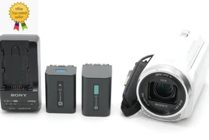 [MINT] Sony Handycam HDR-CX680 White 60x Zoom 2 Batteries Charger Tested JAPAN - Picture 1 of 11