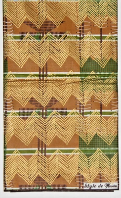 Vlisco Classic Fabric 6 Yards Style de Woodin Dutch Wax Gold Brown Wine - Image 1 of 3
