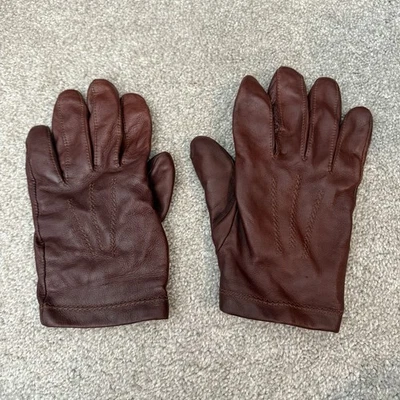 Vintage Fownes Women’s Reddish Brown Leather Cashmere Lined Driving Gloves Sz M - Image 1 of 3