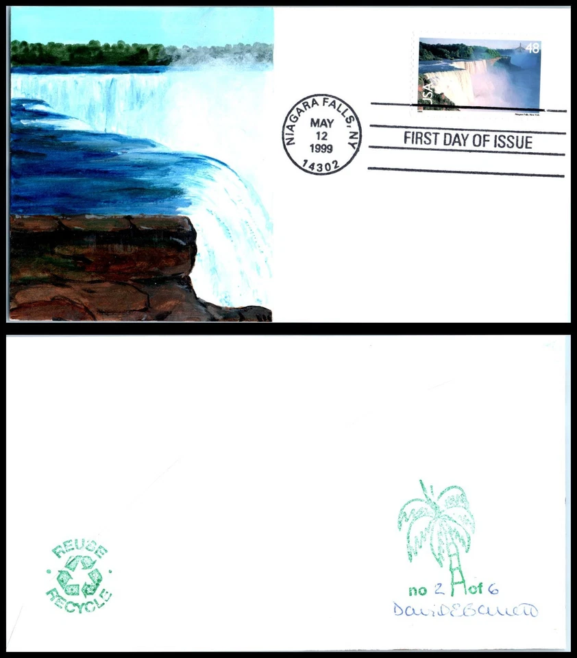1999 Scenic Niagara Falls NY Sc C133 airmail 48c FDC David Garrett cachet 2/6 - Image 1 of 1