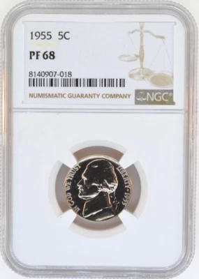 1955 Jefferson Nickel NGC Certified PF68 - Image 1 of 2