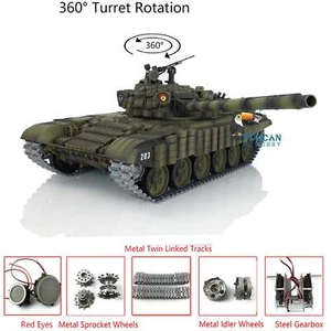 Henglong 1:16 T72 RC IR BB Battle Tank 3939 Redeye Armor 360Turret Track Linkage - Picture 1 of 12