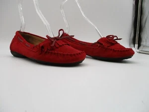 Array Red Leather Moccasin Style Slip On Kiltie Loafer/Shoes Women's Size 9 W - Picture 1 of 9