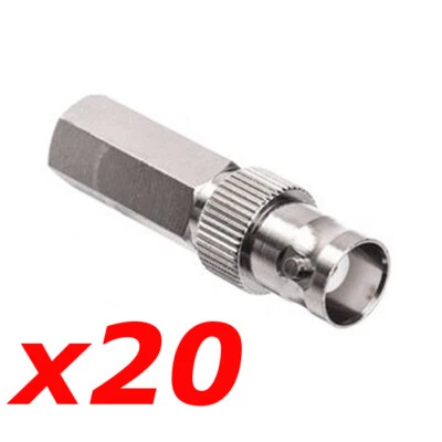 20 Pack Lot - BNC Female Twist-On Connector End RG59 Coax Cable CCTV Camera DVR - Image 1 of 2