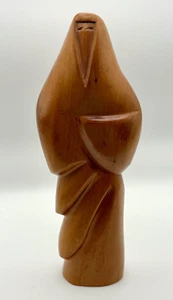 Geschnitzte Teakholz Statuette einer verschleierten Frau - KOSTENLOSER VERSAND - Bild 1 von 4