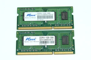 2GB (2x1GB) DDR3-1066 PC3-8500 SO-DIMM 204-Pin 1.5V Laptop ASint SSY3128M8-EAE1D - Picture 1 of 2