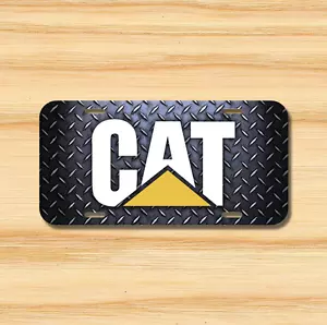 Cat License Plate Vehicle Auto Tag Tractor caterpillar Black FREE SHIPPING - Foto 1 di 3