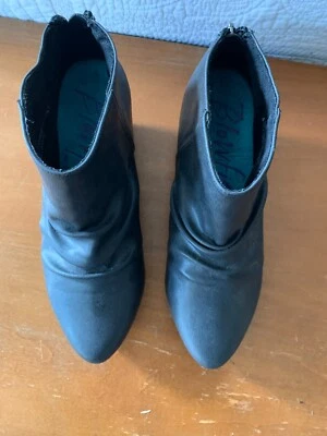 Blowfish Luminate Black Suede Ruched Wedge Booties - Image 1 of 4