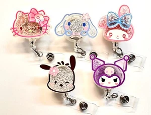 Carrete de insignia de identificación retráctil de personaje de dibujos animados con brillo flotante Kawaii Kitty - Imagen 1 de 4