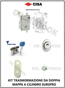 KIT SERRATURA COMPLETO PER PORTA BLINDATA CILINDRO EUROPEO PER CISA ELETTRICA - Picture 1 of 3