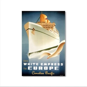 Travel Poster Canadian Pacific White Empress to Europe by Roger Couillard, 1950 - Picture 1 of 11