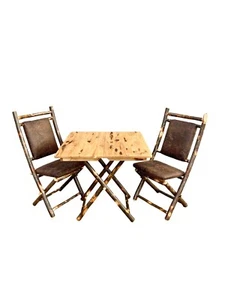Phat Tommy Hickory Wood Dining Table Set for 2 - Picture 1 of 4