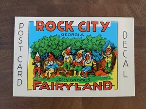 Vintage ROCK CITY Georgia Jolly Gnomes Fairyland Post Card Decal - Unused - Picture 1 of 5