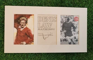 DENIS LAW MANCHESTER UNITED FIRMADO 17" X 9.5" MONTADO FUTBOL EXHIBICIÓN CERTIFICADO DE AUTENTICIDAD SPT - Imagen 1 de 20