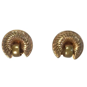 Vintage Modernist Geometric Copper Tone and Gold Tone Earrings with Screw Back - Picture 1 of 4