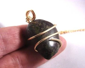 African Hand Forged Dragonstone Pendant in Merlin's Gold Bronze 13 - Picture 1 of 3
