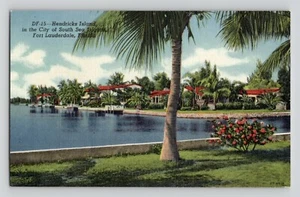 Vintage Postcard ￼ Hendricks Island City Of South Sea  Fort Lauderdale ￼￼￼￼ FL - Picture 1 of 2