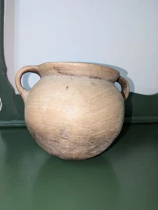 Vaso ceramica primitivo due manici fondo tondo o argilla crock sudamericana - Foto 1 di 8