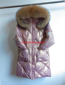 Top Winterjacke Damen Glänzend Mantel Echtpelzkragen Warm Daunen Baumwolle Parka - Bild 1 von 14