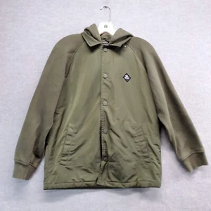 RVCA Boys Jacket Large Green Snap Logo Hooded Pockets Long Sleeve - Picture 1 of 9