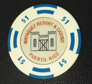 $1 MAYAGUEZ RESORT CASINO WhtBlu Chip Puerto Rico Smooth token ficha poker MRC-1 - Bild 1 von 2