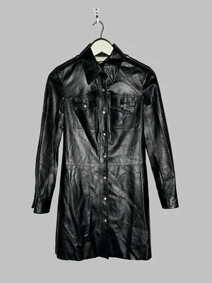 Calvin Klein 205W39NYC Raf Simons Black Lambskin F/W 2017 Runway Dress Shirt - Image 1 of 4