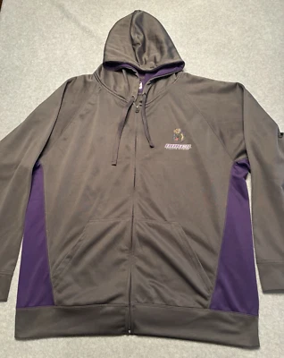 James Madison Dukes 夹克连帽衫男式 2XL 灰色紫色羊毛 NCAA 全拉链 — 第 1/4 张图片