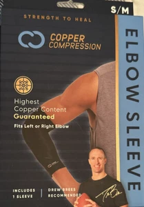 Copper Compression Elbow Sleeve Fits Left or Right Elbow - BS3 Small/Medium - Picture 1 of 2
