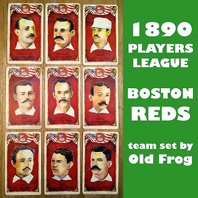 Old Frog 1890 PLAYERS LEAGUE Boston Reds 9 card 3 HOF set baseball King Kelly - Image 1 of 4