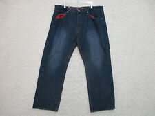 Linea Uomo LU Jeans 44x32 Mens Blue Denim Relaxed Fit Straight Casual Dark Wash