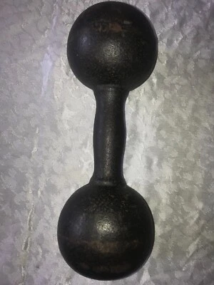 RARO De Colección ANTIGUO MANCUERNA de Hierro Fundido Redondo Globo Bola 25# PESO DE MANO Barra Foto 1 de 4