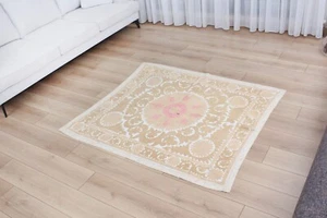 Suzani Fabric Suzani Throw  Uzbekistan 4.43' x 4.92' Vintage Fast Shipment 15744 - Picture 1 of 20