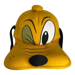 🐞 Disney Parks Pluto Hat With Ears Cap Stretch Fit Plush Dog Face Yellow Adult - Picture 1 of 8