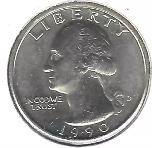 1990-D Denver Uncirculated Washington Quarter Coin! - Picture 1 of 4