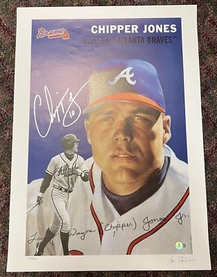Chipper Jones Signed Topps 18X25 Lithograph Beckett COA - Image 1 of 4