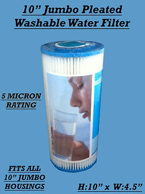 THE WATER FILTER MEN 10" x 4.5" Pleated Filter Cartridge 5 Micron Hard Well Water, WVO , Biodiesel