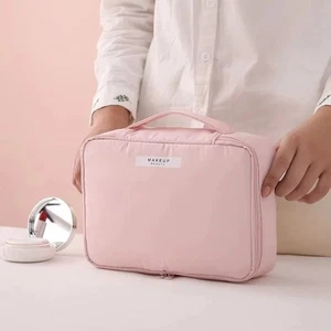 Solid Color Ladies Cosmetic Bag Waterproof Toiletry Bag Travel Makeup Bag - Picture 1 of 11