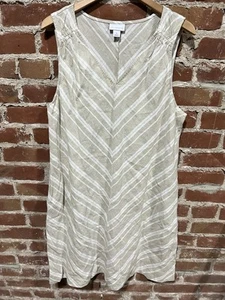LIZ CLAIBORNE Women's XL Linen Chevron Sleeveless Tank Dress - Picture 1 of 5