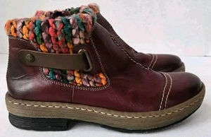 Reiker Felicitas 84 Ankle Boots Red Wool Lined Crochet Womens EU 37 US 6-6.5 - Picture 1 of 11