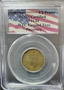 Jamaica 1950 1/2 centavo PCGS World Trade Center recuperación zona cero - Imagen 1 de 2